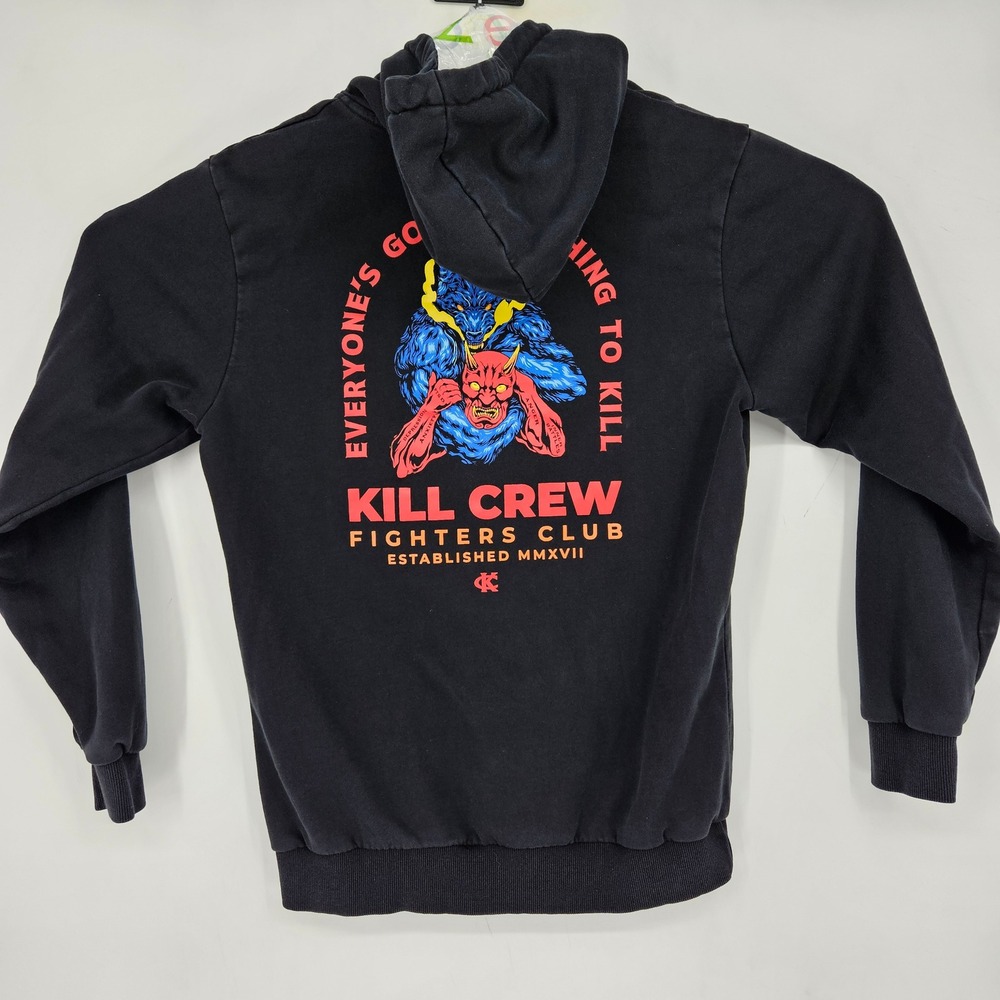 Kill Crew Fighters Club Hoodie Mens Medium Porrada Series Fleece Black Wolf Gym